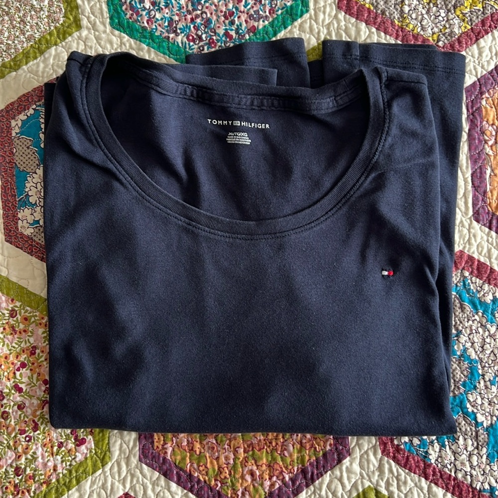 Navy Long Sleeve Tommy Hilfiger 100% Cotton Shirt